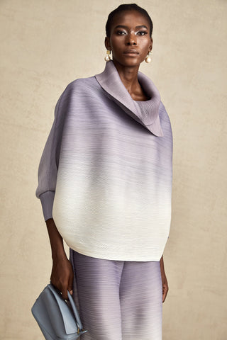 Agathe Purple Gradient Wrinkled Blouse and Trousers Coordinated Set