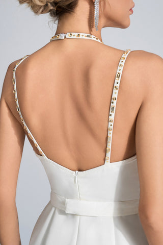 Matilda White Sequin-Accented Jumpsuit